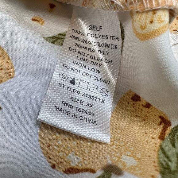 Milk & Honey 3X Lemon Blouse Plus Ruffle Scoop Neck Smocked Back Short Sleeve - Picture 5 of 5